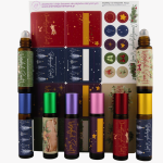 Zestaw świąteczny DIY – 8x buteleczki roll-on amber 10 ml z kolorowymi nakrętkami i naklejkami