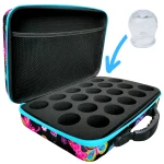 Walizka etui na bańki szklane 20x 3 -3,5 cm ciemne motyle niebieski  pasek