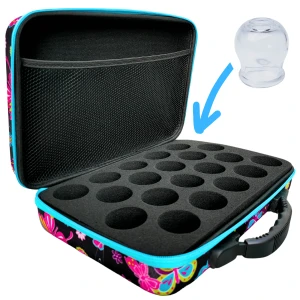 Walizka etui na bańki szklane 20x 3 -3,5 cm ciemne motyle niebieski  pasek