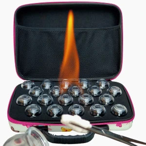 Bańki ogniowe szklane 20 szt. – zestaw w etui Jasne Motyle i szczypczyki