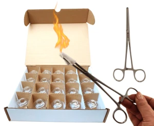 Bańki ogniowe szklane 20 szt. i kleszczyki zaciskowe zamiast kwacza