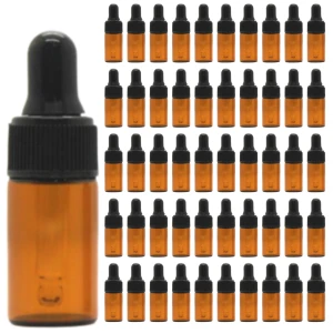 Zestaw 50 butelek szklanych 3 ml z pipetą – brązowe szkło 