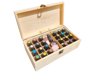 Drewniane pudełko organizer na 24 olejki eteryczne 15 ml