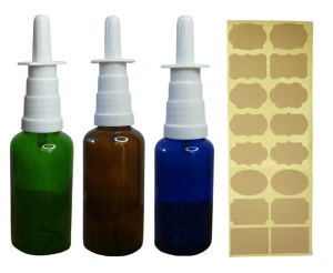 Zestaw 3 buteleczek do nosa z atomizerem 50 ml + naklejki
