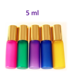 Zestaw 5 sztuk rollon tęczowy perłowe szkło 5 ml złota zakrętka