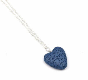 Naszyjnik serce kamień lawowy granat