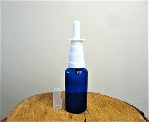 Atomizer spray dozownik aplikator do nosa i  butelka szklana niebieska 50 ml 1.jpg