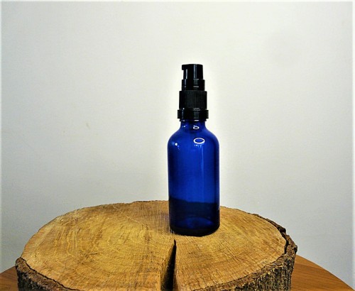 Pompka dozownik na krem i butelka 50 ml niebieska.jpg