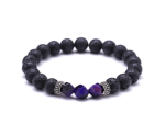 Bransoletka kamień lawowy + fioletowe szcześciany