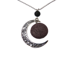 Naszyjnik kamień lawowy księżyc- brązowy