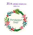 Naklejki Aromatycznych Świąt - 21 x koło 3 cm WIANEK