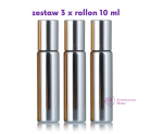 Zestaw 3 x rollon 10 ml SILVER srebny metalizowane szkło