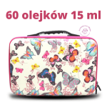 Organizer walizeczka na 60 olejki eteryczne  MOTYLE z różowym zamkiem