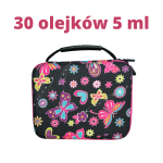 Organizer walizeczka na 30 olejki 5ml MOTYLE czarny z różowym zamkiem 