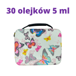 Organizer walizeczka na 30 olejki 5ml MOTYLE jasny z fioletowym zamkiem 