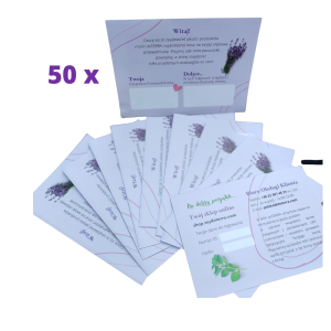 Ulotka A6-   pakiet powitalny klienta   x 50 fioletowa 